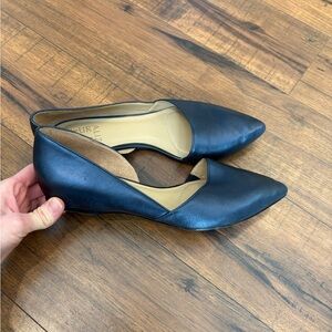 Naturalizer Leather Samantha Pointed Toe Ballet Flats Size 8 Navy blue metallic